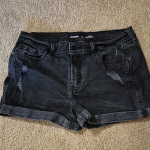 Old Navy Black Distressed Rolled Cuff Denim Shorts